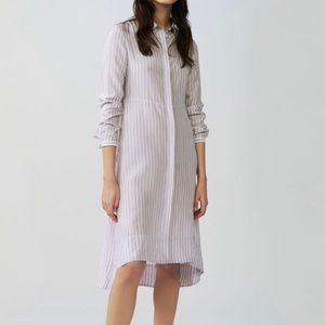 Maje Midi Striped White Shirt Dress | Designer size 3